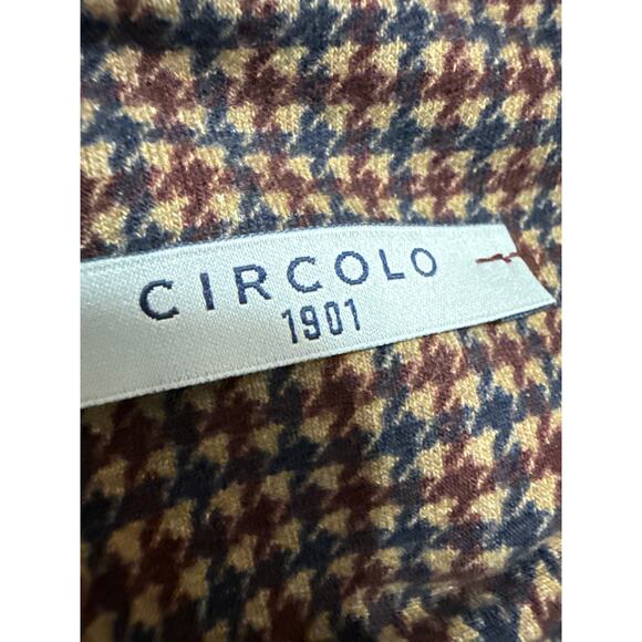 Circolo 1901 Brown Houndstooth Long Sleeve Pocket Blazer Coat Suit Jacket Size 8 - Picture 3 of 4